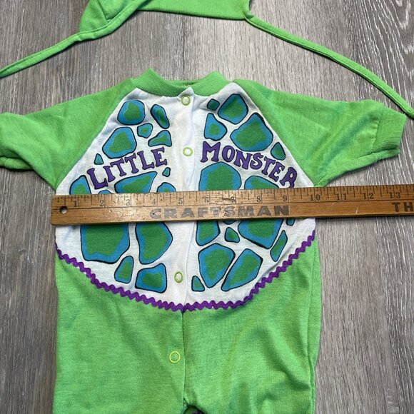 Dr. Denton Vintage One Piece Sleeper Pajamas Dinosaur Little Monster Size S 0-13 - Picture 10 of 13